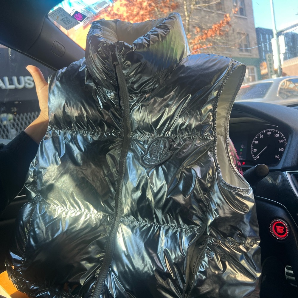 Moncler Shiny Silver Puffer Vest